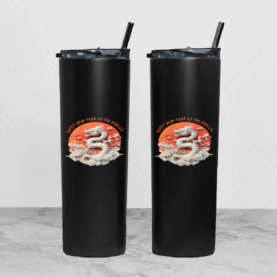 Fantasy Dragon: Happy New Year of the Dragon! Tumbler With Lid And Straw