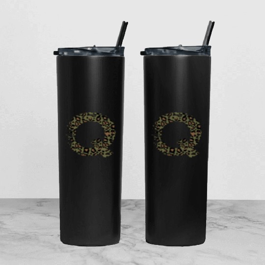 Q army camo design Tumbler With Lid And Straw