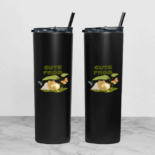 Green Enjoy Life Frog Tumbler With Lid And Straw