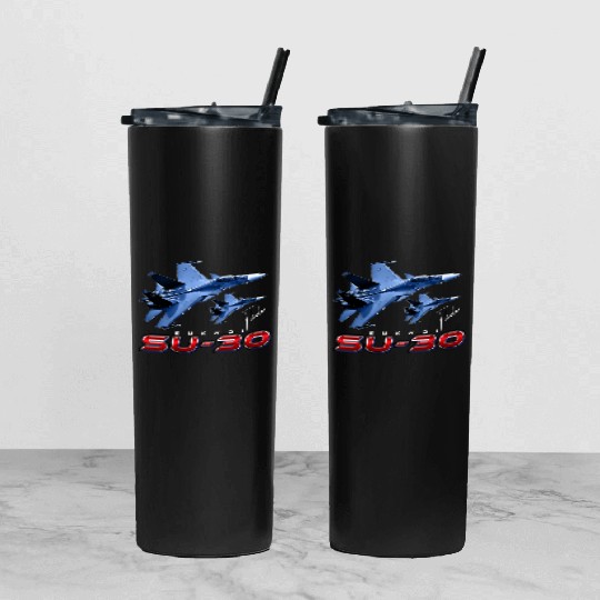 Sukhoi SU-30 Flanker Russian Fighterjet Tumbler With Lid And Straw