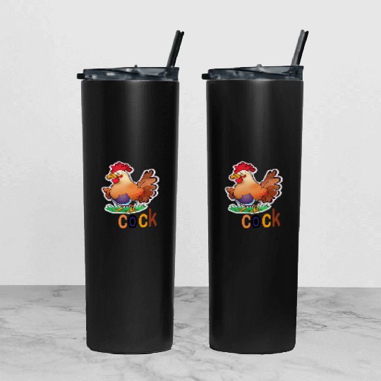 cute cock animal Tumbler With Lid And Straw