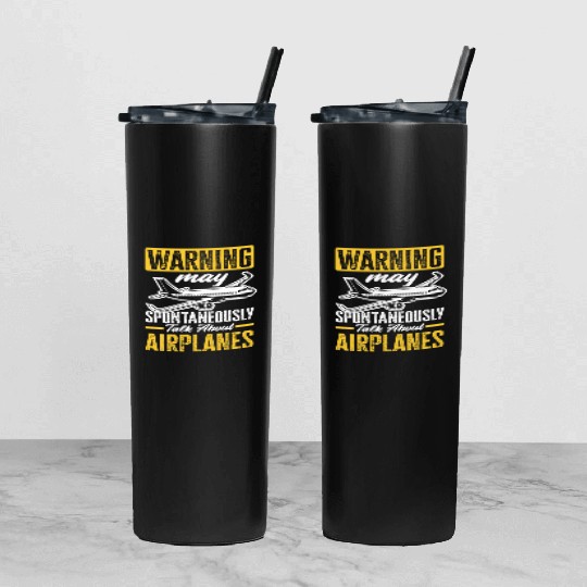 Pilots Airplane Lovers Tumbler With Lid And Straw