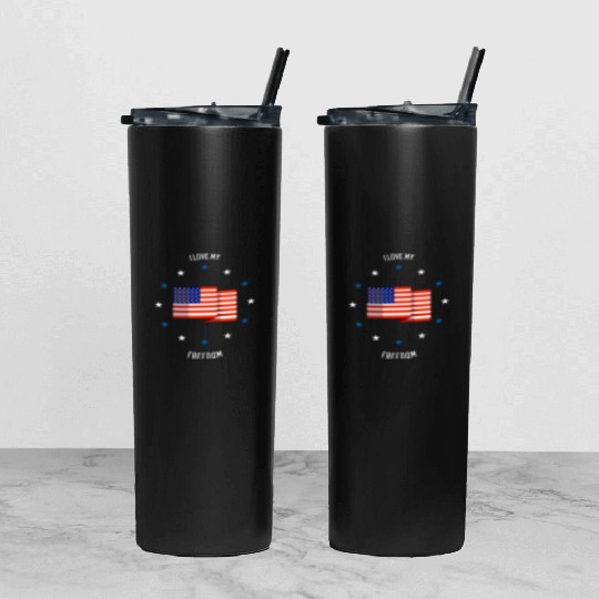 I love my freedom (pd6) Tumbler With Lid And Straw