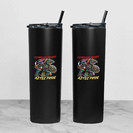 Aztec Jaguar Warrior Aztec Culture Indigenous Tumbler With Lid And Straw