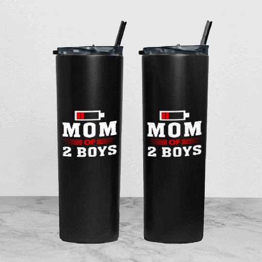 Mom of 2 Boys Mom and Son Matching Mom Tumbler With Lid And Straw
