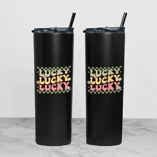 St Patrick's Day Lucky Tumbler With Lid And Straw