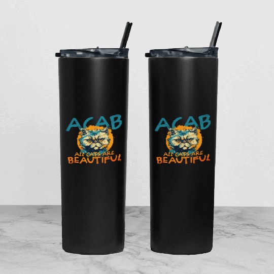 ACAB All Cats Are Beautiful Tumbler With Lid And Straw