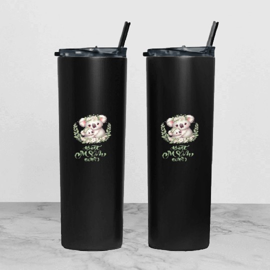 Best Mom Ever Koala Embrace Floral Wreath Tumbler With Lid And Straw