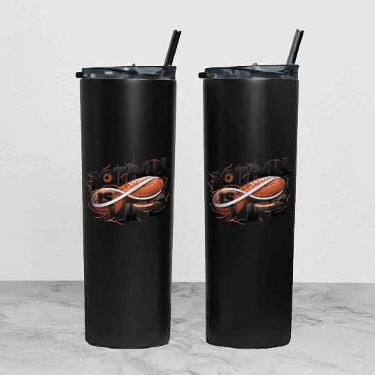 "Eternal Passion: Football is Life" Tumbler With Lid And Straw