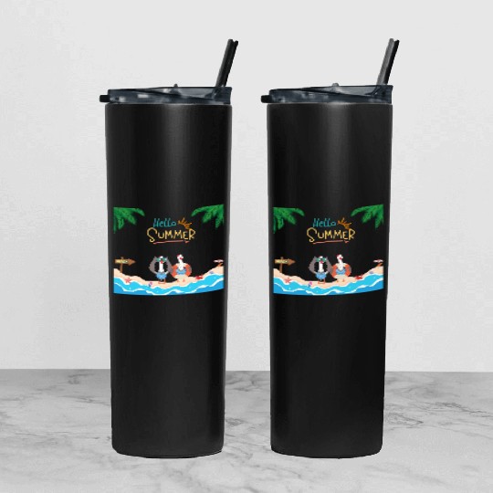 beach lobster Tumbler With Lid And Straw