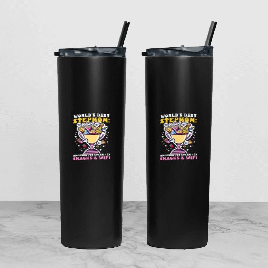 Mothers Day Step Mom Awarded Unlimited Snacks Wifi Tumbler With Lid And Straw