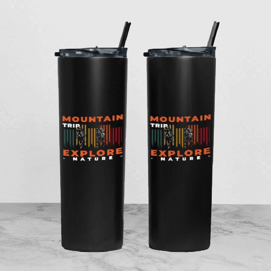Mountaineering Nature Lover Trekking Alps Tumbler With Lid And Straw