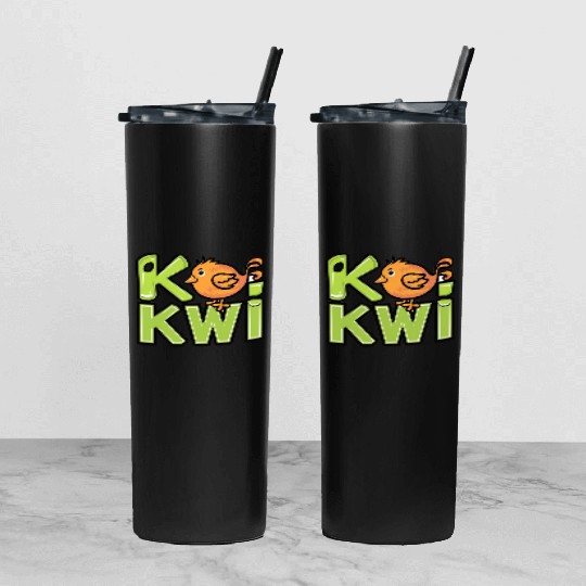 Kiwi Bird Cartoon Tumbler With Lid And Straw