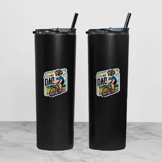 Cycling Dad - Road Bike, Gravel Bike Father's Day Tumbler With Lid And Straw