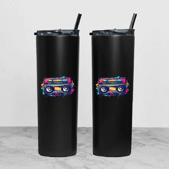 Retro Classic Cassette Tape for a 80s Fan Tumbler With Lid And Straw