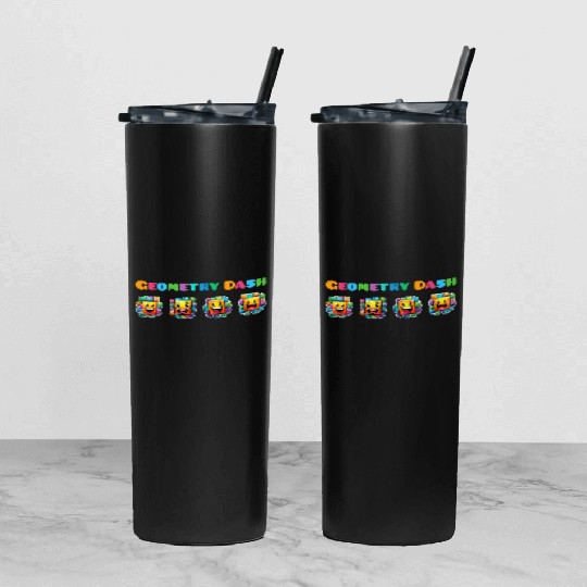 Geometry dash Tumbler With Lid And Straw