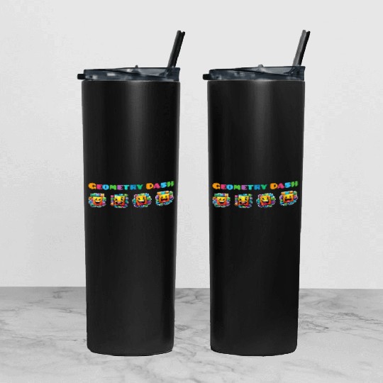 Geometry dash Tumbler With Lid And Straw