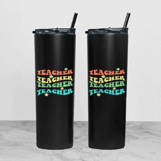 Retro Groovy In My Teacher Era Teacher Life T-Shir Tumbler With Lid And Straw
