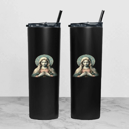 Serene Madonna ic Image Tumbler With Lid And Straw
