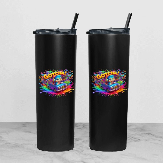 Stellar Cadence: Symphony of Neon Hues - GoTCha! Tumbler With Lid And Straw