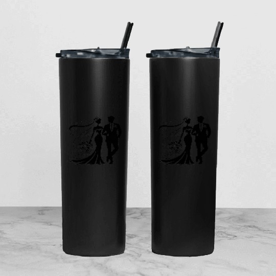 Bride Groom Tumbler With Lid And Straw