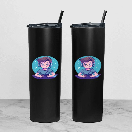 Gaming Boy Graphic Tumbler With Lid And Straw