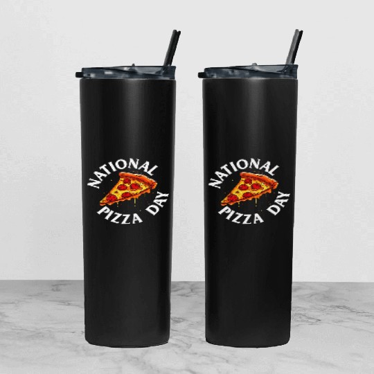 National Pizza Day Food Lover Pizza Baker Tumbler With Lid And Straw