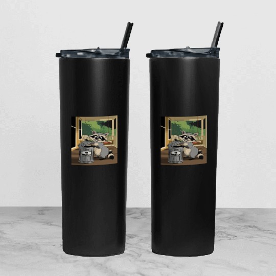 Racoon Trash Panda Metal Trash Can No Vacancy Tumbler With Lid And Straw