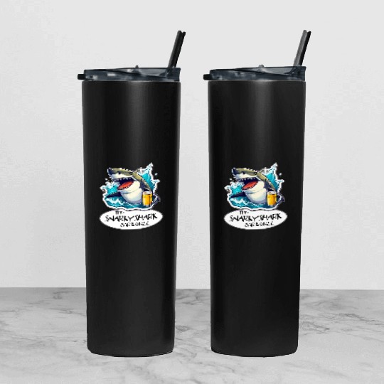 The Snarky Shark Bar & Grill Tumbler With Lid And Straw