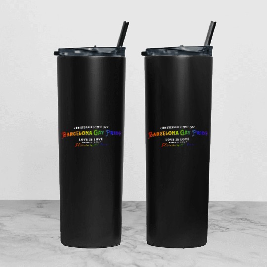 Barcelona Gay Pride Colors Of Rainbow LGBTQ+ Tumbler With Lid And Straw