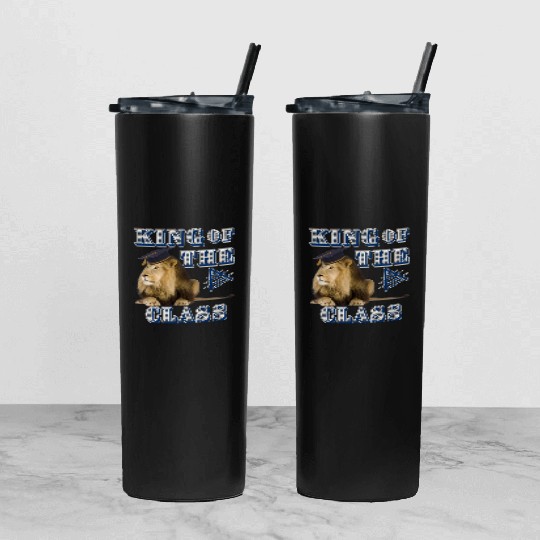 KING OF THE CLASS | Funny Lion Graduation Design Tumbler With Lid And Straw