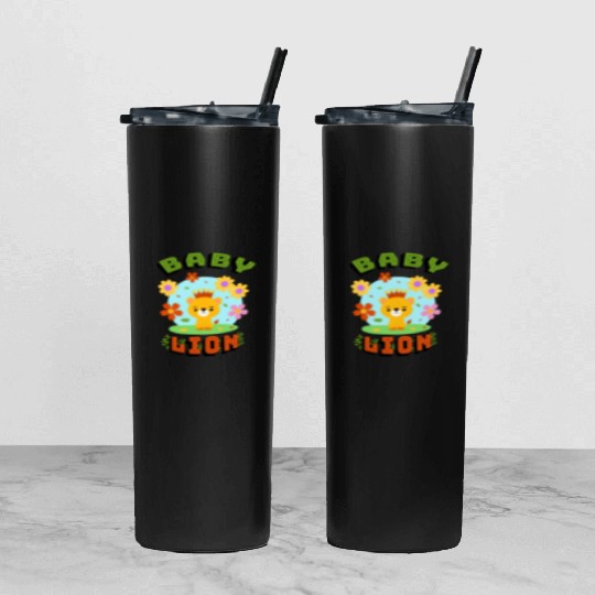 Cute baby lion Tumbler With Lid And Straw