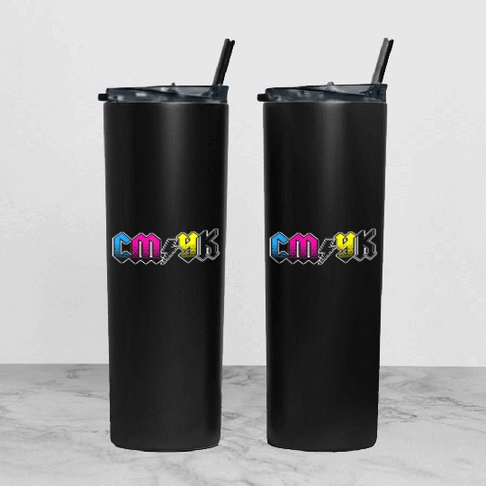 CMYK Rock Band Graphic Designer Tumbler With Lid And Straw