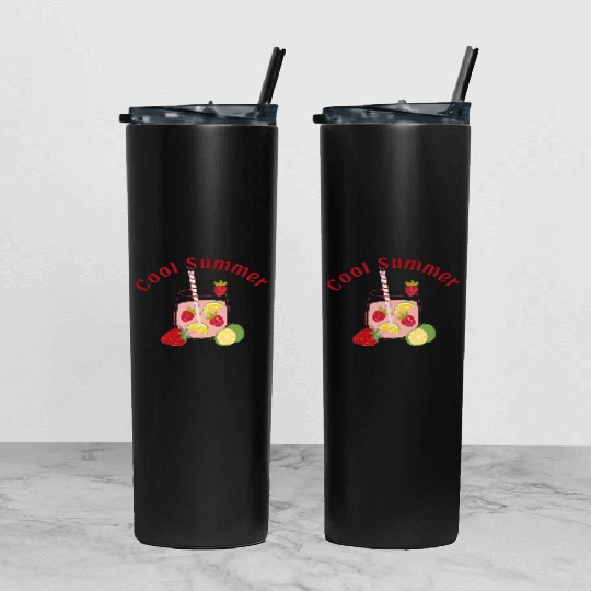 Summer Strawberry Mojito Tumbler With Lid And Straw