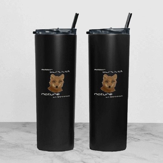 cute fox wilderness nature outdoor Tumbler With Lid And Straw