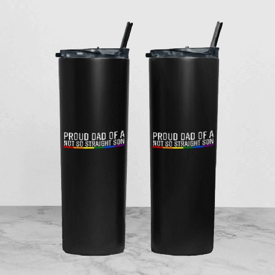 Proud Mom Of A Not So Straight Son LGBTQ Rainbow Tumbler With Lid And Straw