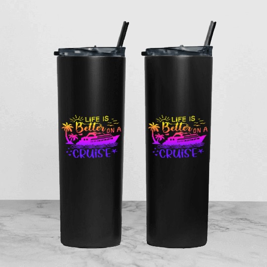 Escape every day life is belle on a cruise Tumbler With Lid And Straw