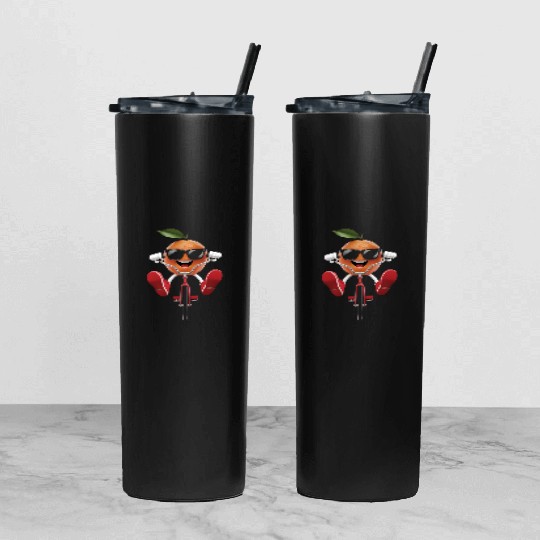 Mandarin Cycling On Bike Realistic Tumbler With Lid And Straw
