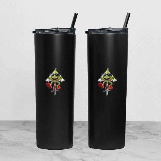 Fig Cycling On Bike Realistic Tumbler With Lid And Straw