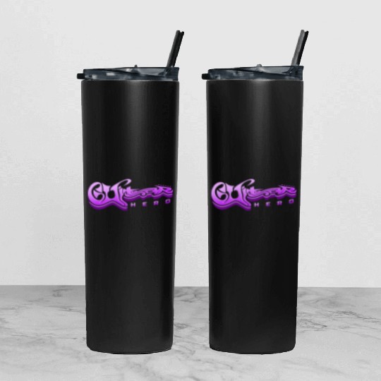 Guitar Hero - Typography Design Tumbler With Lid And Straw