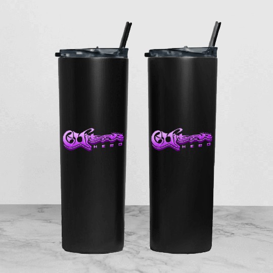 Guitar Hero - Typography Design Tumbler With Lid And Straw
