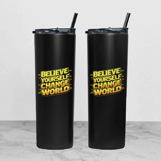 Motivational Quotes Tumbler With Lid And Straw Design