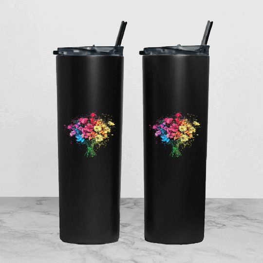 Flower Nature Art Graphic Tumbler With Lid And Straw
