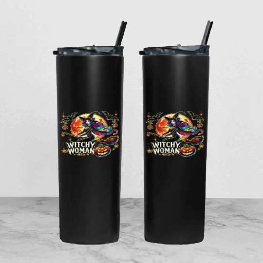 Couple Halloween Husband Witchy Woman Halloween Tumbler With Lid And Straw