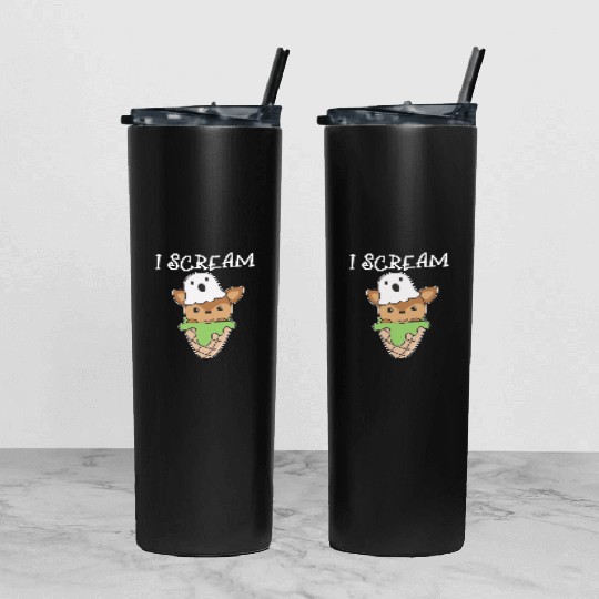 Deer Halloween Ghost I Scream Ice Cream Pun Tumbler With Lid And Straw