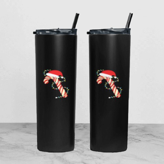 Christmas Candy Cane Santa Xmas Kids Toddler Youth Tumbler With Lid And Straw