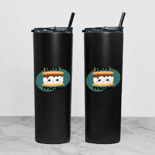 Hot Mess Kawaii S'more Meme Tumbler With Lid And Straw