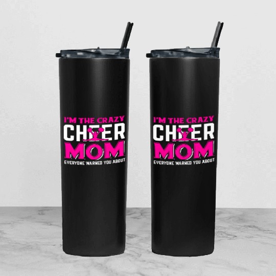 Crazy Cheer Mom Cheerleading Mommy Mother's Day Tumbler With Lid And Straw