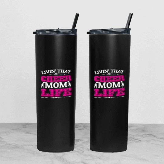 Living Cheer Mom Life Cheerleading Mother's Day Tumbler With Lid And Straw