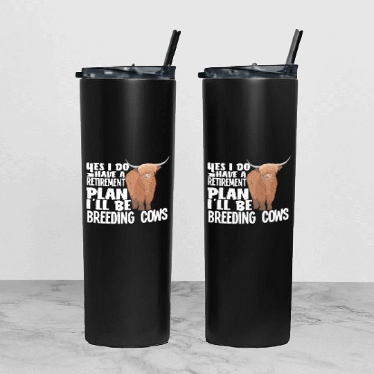 Highland Cow Breeding Pension Plan Tumbler With Lid And Straw